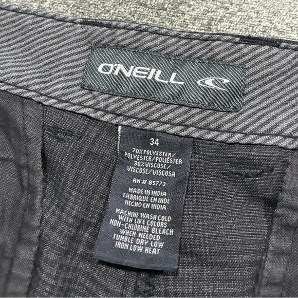 O'Neill Men's Charcoal Flat Front Shorts Size 34 - Picture 3 of 6